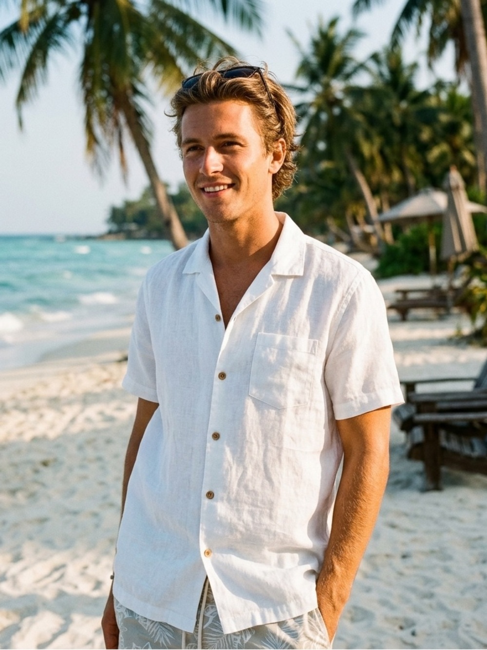 J. Crew Factory White Linen Blend Casual Camp Shirt NEW!